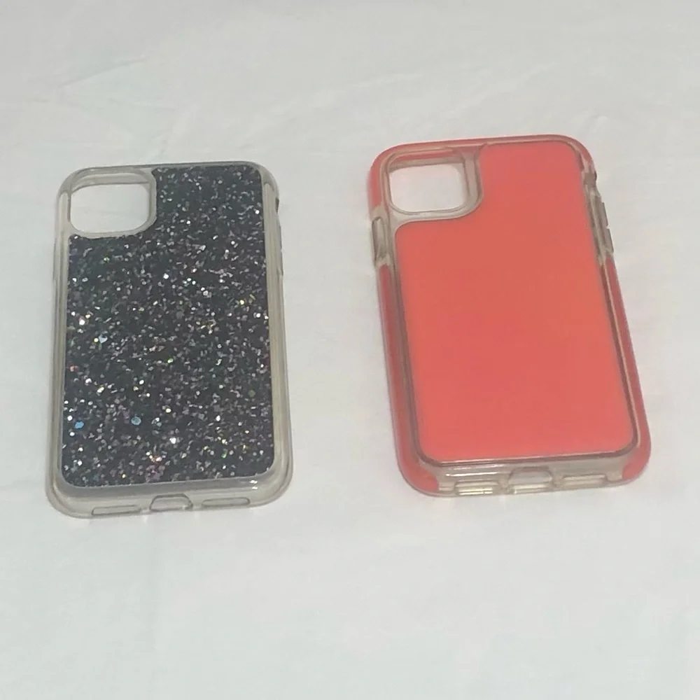 2PK iPhone XR and 11 Cases pink/black glitter.